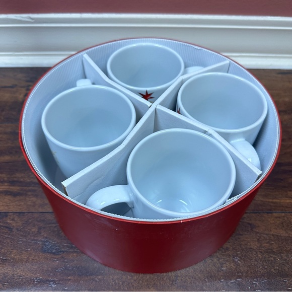 4 Pottery Barn Christmas Tree Mugs MERRY CHRISTMAS Holiday Decor Boxed Set - Picture 2 of 7